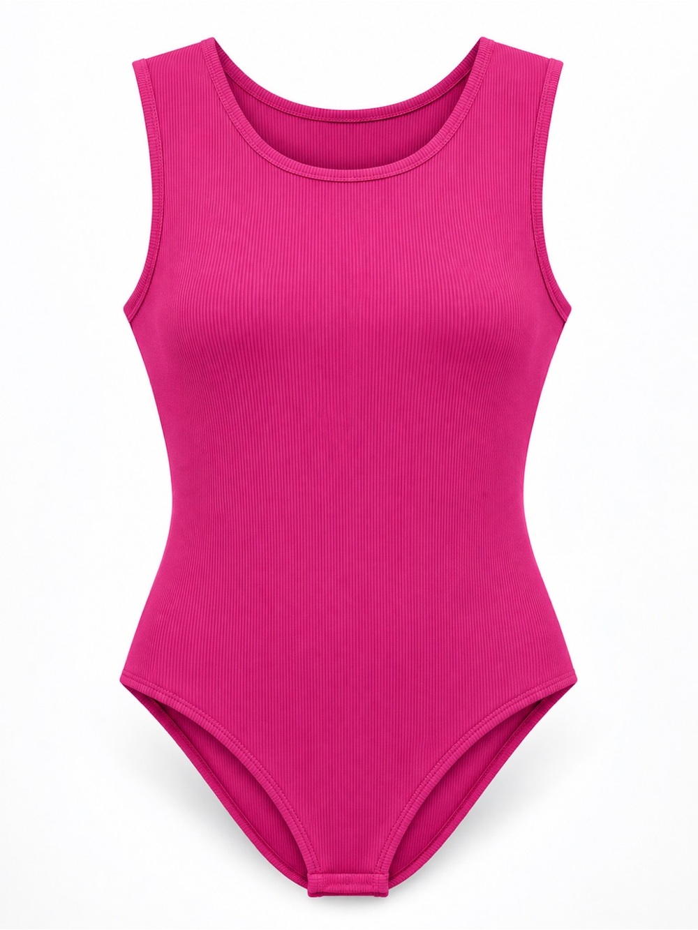 Fuchsia Ribbed Tank One-Piece Swimsuit - Picture 4 of 4